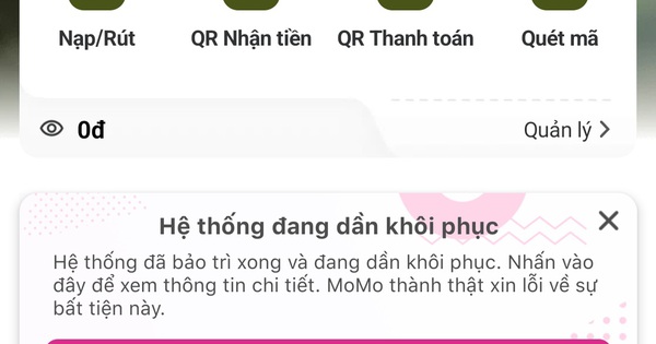 Momo bảo trì khách hàng đang gặp khó khi giao dịch thanh toán chuyển tiền